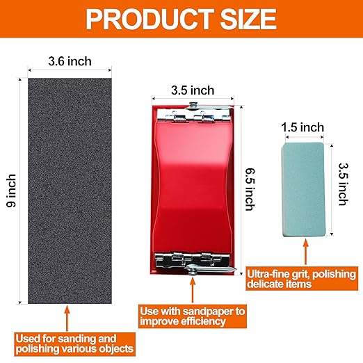 Wet & Dry Sandpaper Set, 42 Sheets of 120 to 3000 grit Sandpaper with Sanding Block Sander,for Wood Furniture Finishing Metal Automotive Sanding Polishing