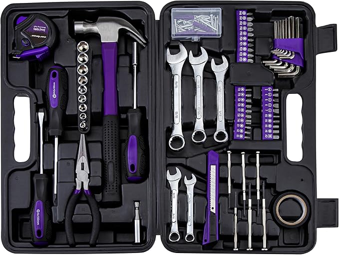 CARTMAN 148-Piece Automotive and Household Tool Set Perfect for Car Enthusiasts and DIY Home Repairs Purple