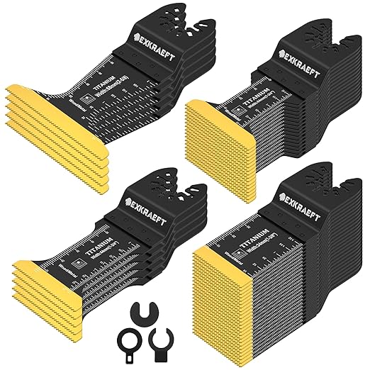 50 PCS Oscillating Tool Blade, Universal Titanium Multi Tool Blades for Metal Nails Wood Plastic and Hard Material, Oscillating Saw Blades Fit Dewalt Milwaukee Ryobi Rockwell Fein