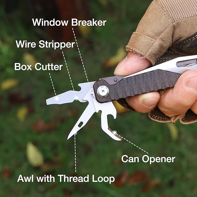 Mossy Oak Multitool Knife, 12 in 1 Pocket Multitool with G10 Handle, EDC Multi Tool Knife with Scissors Bottle Opener Screwdrivers and More for Camping, Survival, Hunting and Outdoors