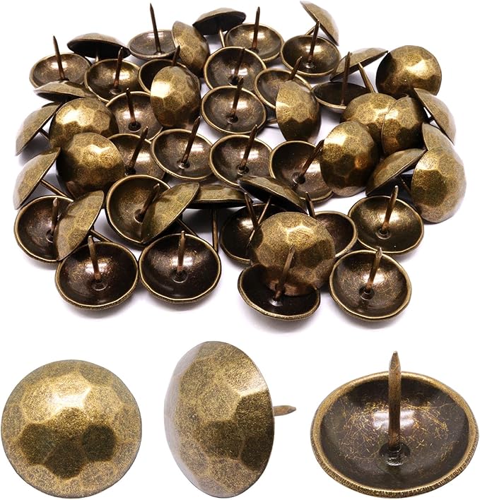 YuGtcen 50pcs Big Upholstery Tacks, Decorative Nails Thumb Tacks Metal Upholstery Nails for Wood Upholstery Pins Vintage Furniture Tacks (25x23mm, Bronze)