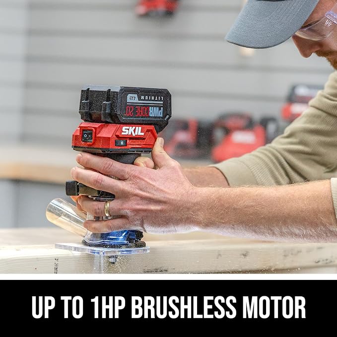 SKIL 20V Brushless Compact Router Kit Including 4.0Ah Battery and 1 Hour Charger-RT1430B-10