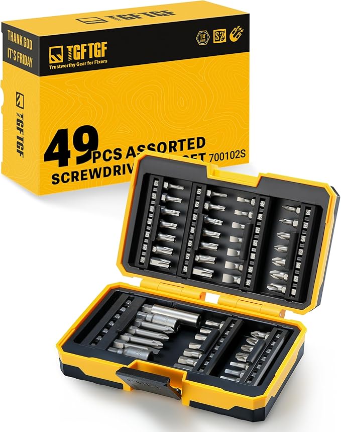 49PCS Screwdriver Bit Set, S2 Steel Magnetic Nut Driver Bit Set, includes Hex, SQ, Tamper Proof Torx Security Bit Set, PH, SL, and PZ Bit, with 1/4??Hex Drill Bit Extension, Upgraded Version