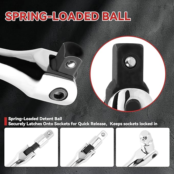 10 Piece Breaker Bar Set, 3/8" , 1/2" and 1/4" Drive, 180째 Rotatable Head, 6'', 10'', 15'' Length, 3 Extension Bars, Organizer Case