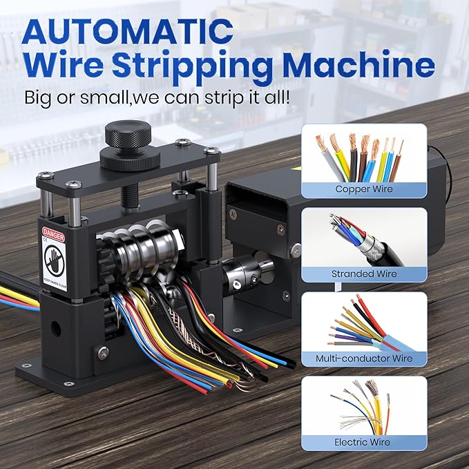 YehgoMade Electric Wire Stripper Machine with Enhanced Motor, High-Efficiency Cable Stripper with 6 Channels and 5 Carbide Blades for Fast Copper Wire Recycling, Compatible with 250 MCM??4 AWG
