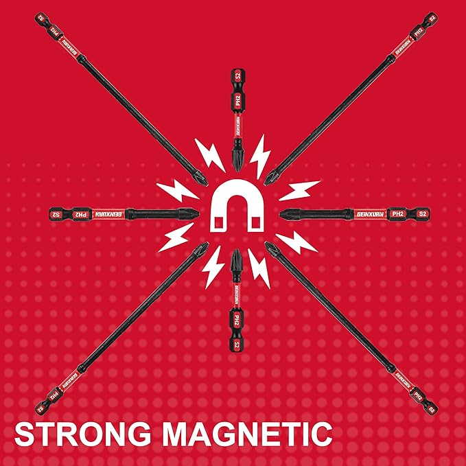 Impact Tough #2 Phillips Mixed 2/3/6 in. D2 Steel Long Extension Insert Driver Bits,30Pack 1/4 Inch Hex Shank Long Cross Magnetic PH2 Screwdriver Bits Set