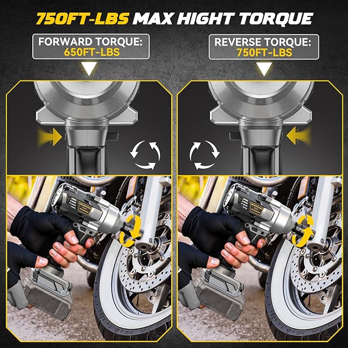Cordless Impact Wrench 1/2 inch for Dewalt 20V Battery, 750Ft-lbs(1000N. m) Brushless High Torque Impact Wrench Gun Tool with LED Work Light and Belt Clip (Battery Not Included)