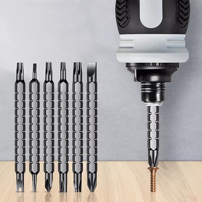 Short ratchet screwdriver CR-V hardened hard dual-purpose screwdriver head Telescopic dual-purpose screwdriver cross Slotted screwdriver head Screwdriver powerful magnetic multi-function