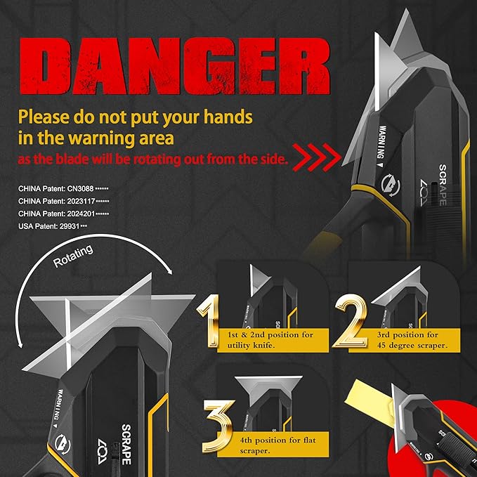 XW Aluminum Alloy Scraper Utility Knife, 2-in-1 Cutter with 10 Extra SK5 Replacement Blades Refill