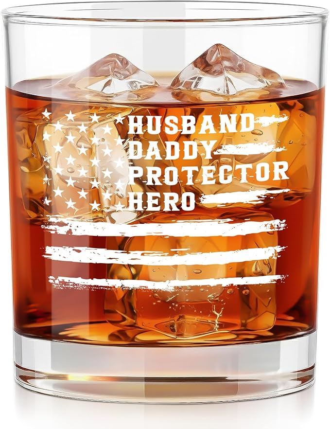 Christmas Birthday Gifts for Dad from Daughter Son Kids Wife - 11 oz Engraved Crystal Whiskey Glasses - Funny Father's Day Gifts for Grandpa, Husband Mens Birthday Gift Ideas