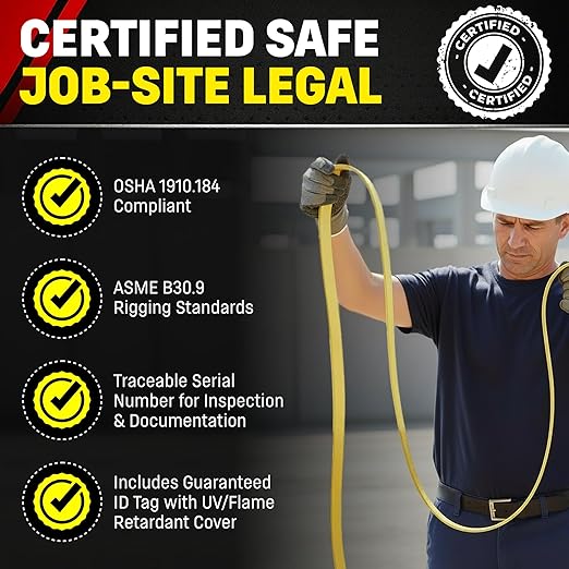 DD Sling 1 Inch x 16 Foot Nylon Lifting Sling – USA Made, 3,200 lb Vertical, 2,600 lb Choker, 6,400 lb Basket – 2-Ply Heavy Duty 900 Webbing, Type 4 Twisted Eye & Eye Rigging Sling