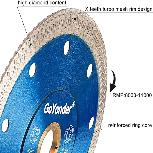 GoYonder 4.5 Inch Super Thin Diamond Saw Blade for Cutting Porcelain Tiles,Granite Marble Ceramics (4.5" -Blue (20 pcs))…