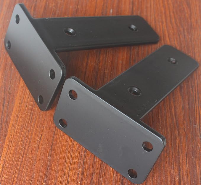 8 Pack - 5 inch Black Hidden L Shelf Bracket (1/5 Inch Thicked) Iron Floating Shelf Brackets Rustic Industrial Metal Brackets for Shelf Support