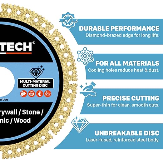 KEENTECH 4-1/2 Inch Indestructible Cut Off Disc for Angle Grinder, 7/8" Arbor, All-Purpose Cutting Disc for Metal, Stone, Tile, Wood, Concrete & PVC, 3-Pack