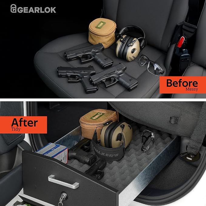 GearLok UnderSeat Truck Locker ??Secure Under Seat Storage for Chevy/GMC Crew Cab Trucks ??Lockable Truck Organizers and Storage for Tools, Ammo and Equipment (Fits 40"x13"x4" Interior)