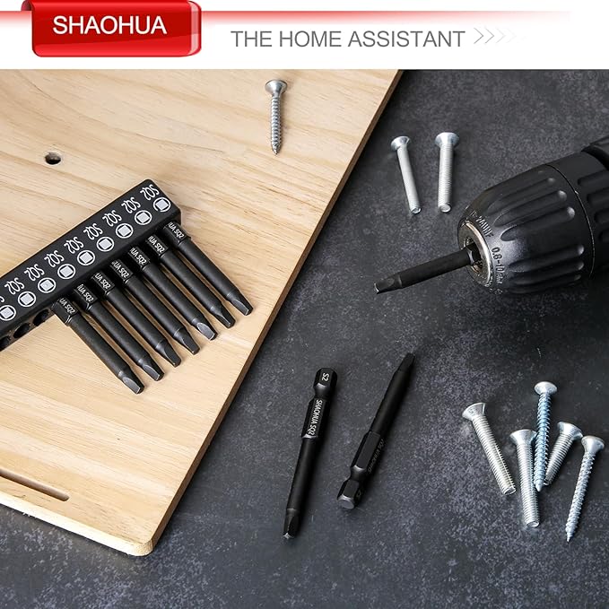 10PCS SQ2 Square Screwdriver Bits, 2.3" Long Magnetic Heads Square Drive Bits, 1/4" Diameter Hex Head Square Allen Wrench Drill Bit Set for Repair Furniture
