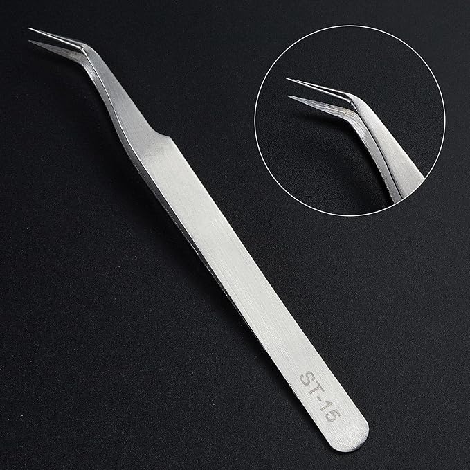 Precision Tweezers Set,Upgraded Stainless Steel of Craft Tweezers - Extra Fine,Angled,Blunt Tips for Electronics,Hobby, Industrial,Laboratory Work,Jewelry-Making,Model,Cooking