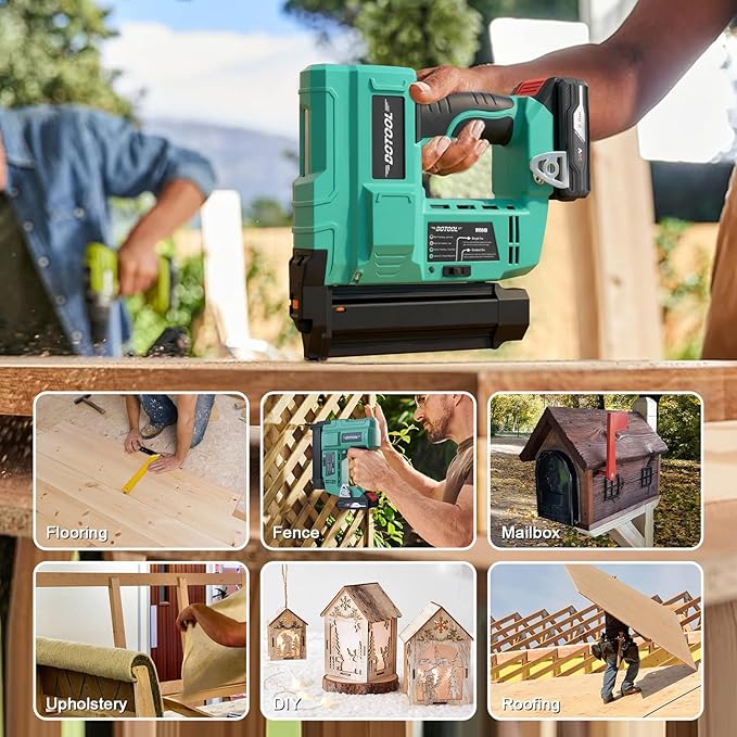 Cordless Nail Gun Battery Powered,2 in 1 Electric Nail Gun with 1000pcs 18 GA Nails, Brad Nailer with 20V 2.0A Batteries for Home Improvement & Woodworking