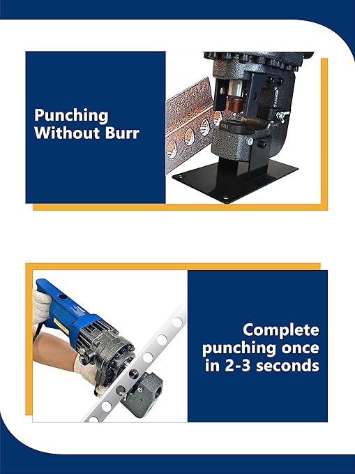 AMZCNC 110V 1200W Electric Hydraulic Hole Puncher 過1/4"-4/5" Punching Machine Metal Hole Punch with Carbon Brush 5 Dies for Iron Copper Aluminum Plate Angle Steel