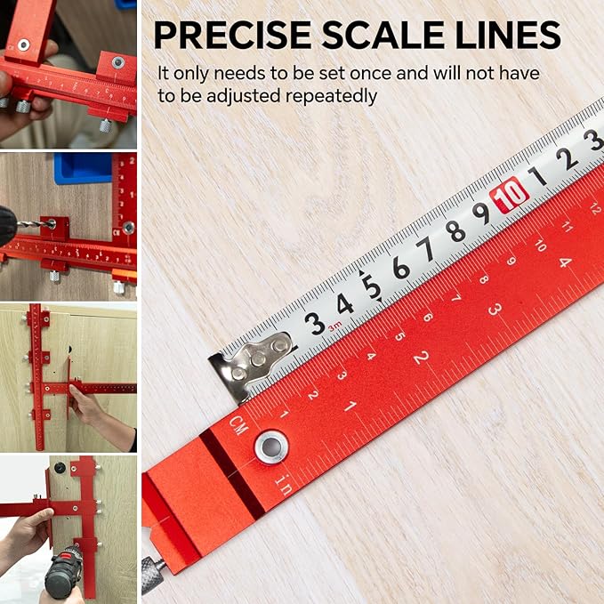 Aluminum Cabinet Hardware Jig Tool for Handles Pulls Knobs, Cabinet Pull Jig with Automatic Center Punch, Hardware Template for Door Drawer Handles Installation