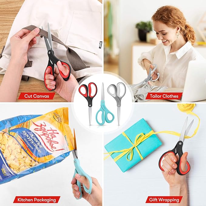 Niutop 8" All Purpose Scissors - Heavy Duty, Ergonomic Comfort Grip Sewing Shears for Office, Home, School, Art, Craft & DIY
