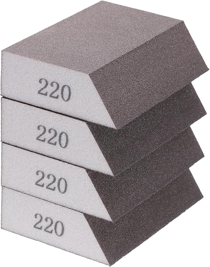 HARFINGTON 4pcs Sanding Sponge Blocks 1000 Grit Sanding Sponge with Angled Edge 4"x2.8"x1", Washable and Reusable Foam Sanding Block for Polishing Kitchen Metal Wood Drywall Home