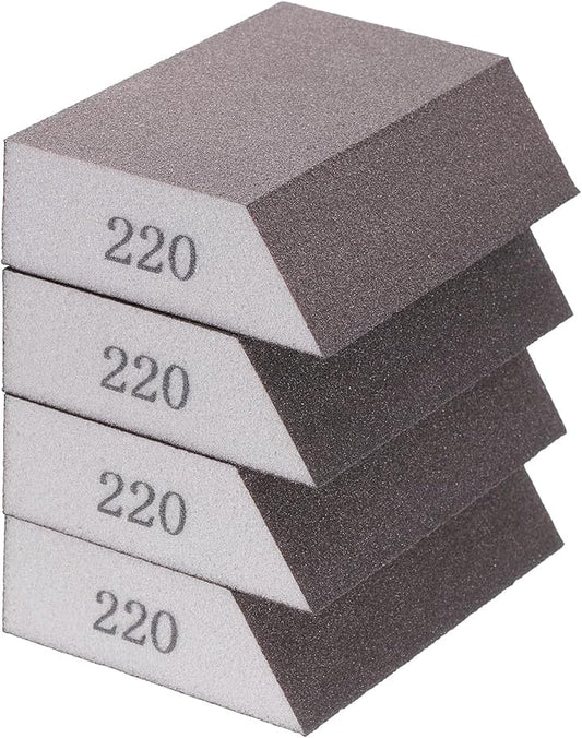 HARFINGTON 4pcs Sanding Sponge Blocks 1000 Grit Sanding Sponge with Angled Edge 4"x2.8"x1", Washable and Reusable Foam Sanding Block for Polishing Kitchen Metal Wood Drywall Home