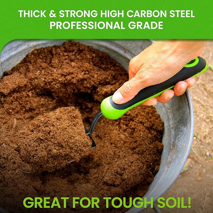 Garden Guru Garden Tool Set 3pc Hand Trowel Transplanter Cultivator ??Heavy Duty Rust Resistant Carbon Steel - Ergonomic Comfort Grip Handle ??Perfect Gardening Tool Kit Gifts for Women & Men