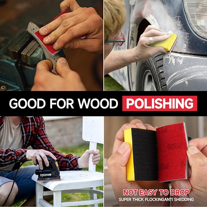 20 Pcs 3 x 4 Inch 800 Grit Sanding Sponge Set, Ultra Fine Sanding Sponges Pads, Soft Foam Hand Sander Block Wet Dry Sandpaper for Model Drywall Metal Wood Furniture Polishing