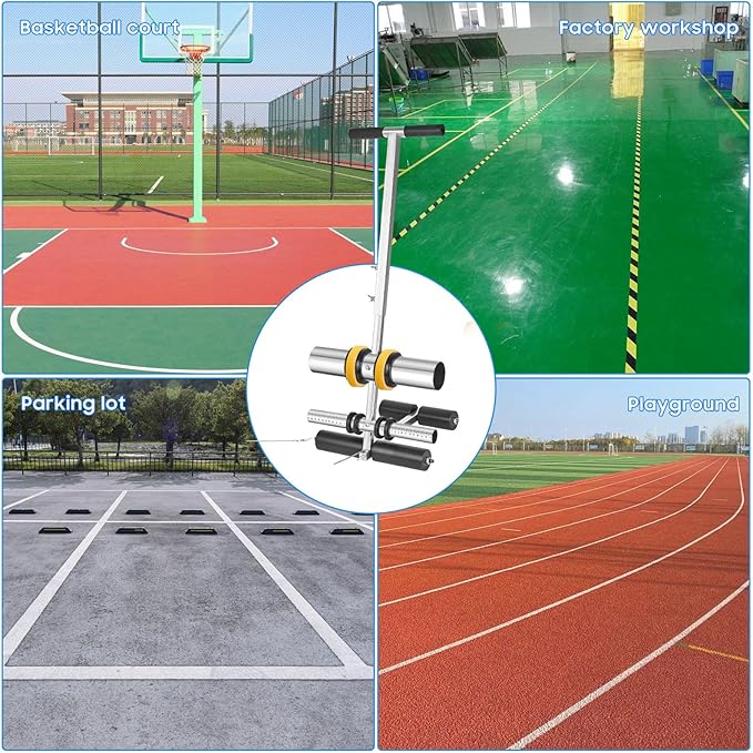 Julymoda Court Line Tape Machine, Hand Pushed Basketball Court Line Striping Machine, Field Line Striping Marking Machine, Floor Paint Tape Applicator for Parking Lots, Driveway, Playground