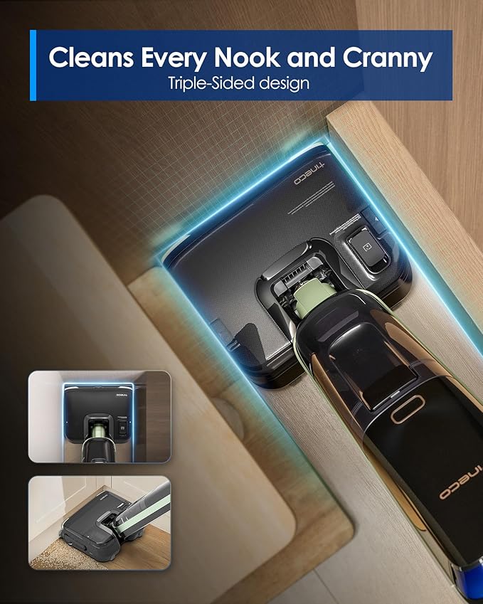 Tineco Floor ONE S7 Master Wet Dry Vacuum Cleaner, 23kPa Suction Vacuum Mop with DustReveal Green Headlight, 65 Min Runtime, 185째F Flashdry, 3.9inch Ultra-Slim Stretch Mop