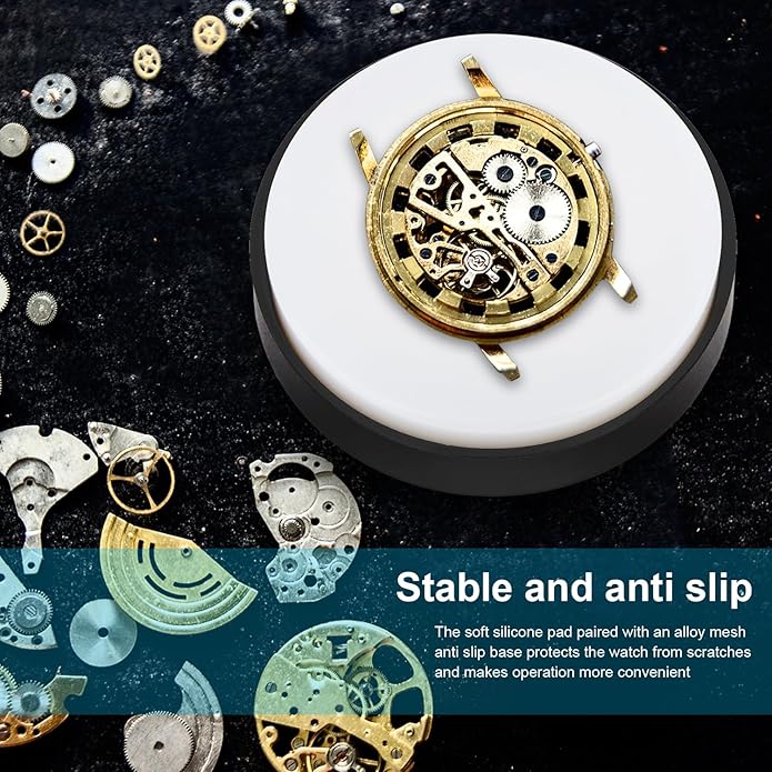 Watch Case Casing Cushion, Alloy Material Watch Cushion, Anti Slip and Stable Wristwatch Repair Pad, Transparent Silicone Tool for Repair(75MM)