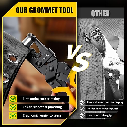 XOOL Grommet Tool Kit, 200PCS 3/8 inch 10mm Grommets, Leathercraft Punching Tool, for Canvas, Fabric, Tarps, and DIY Craft Projects
