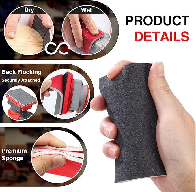 30-PCS Sanding Sponge 3x4 Inch 180-3000 Grit Sandpaper Set, Wet/Dry Sandpaper, Washable and Reusable Sanding Blocks. Suitable for Wood, Metal, Drywall, Furniture Polishing, etc.