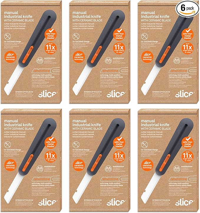 Slice 10559 3" Extra Long Insulation Foam Tool, Designed for Foam Cutting, Finger Friendly Ceramic Blade Adjusts to 4 Positions, Lasts 11x Longer vs Metal, 6 Pack
