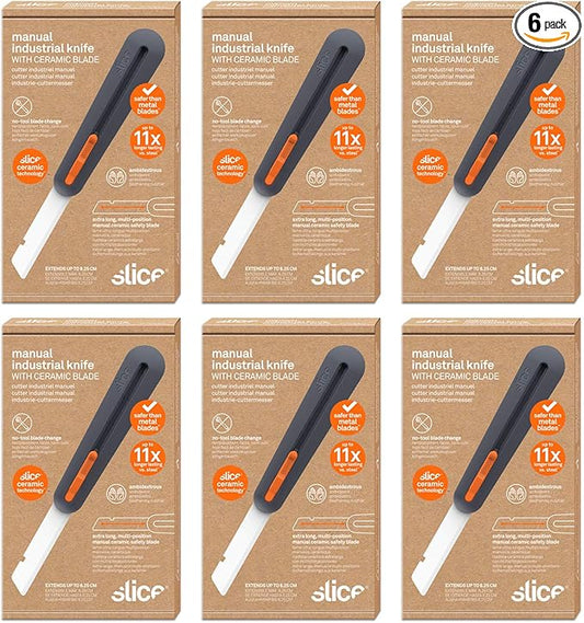Slice 10559 3" Extra Long Insulation Foam Tool, Designed for Foam Cutting, Finger Friendly Ceramic Blade Adjusts to 4 Positions, Lasts 11x Longer vs Metal, 6 Pack
