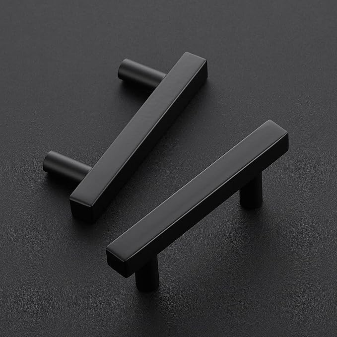 Ravinte Black Cabinet Handles 25 Pack 2-1/2 inch Matte Black Square Cabinet Pulls Kitchen Hardware 4 inch Overall Length Kitchen Drawer Pulls