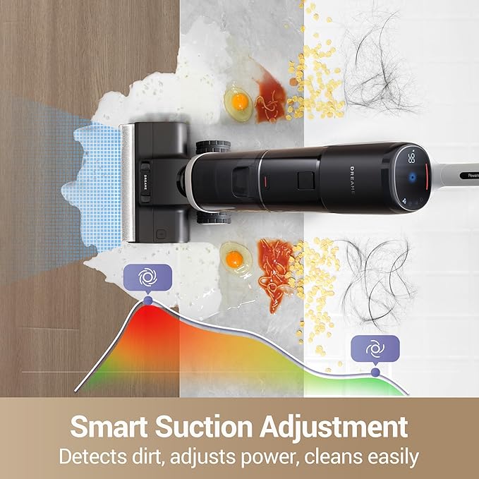 DREAME H14 Pro Wet Dry Vacuum Cleaner, 180째 Lie-Flat Vacuum Mop, 140째F Washing and Fast Hot Air Drying, Powerful 18kPa Suction Floor Cleaner Machine, Easy GlideWheel Movement, Smart App Control