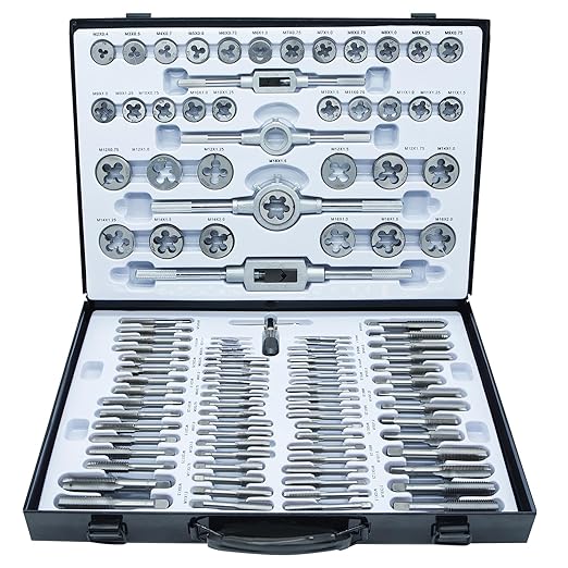 Axelord 110PCS Tap and Die Set, Metric Size M2-M18 Standard Threading Tool with Adjustable Handles, Accessories and Storage Case for Cutting External and Internal Threads