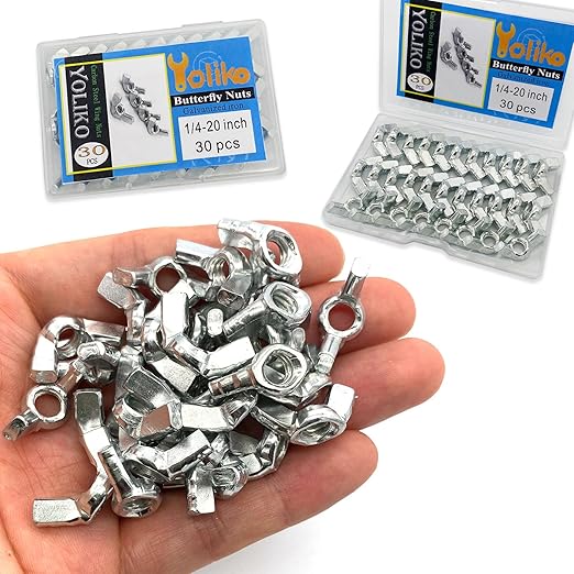 30 PCS 1/4-20 Inch Wingnuts, Quality Carbon Steel Wing Nuts Zinc Plated Fasteners Parts Butterfly Nut, Hand Twist Tighten Hardware Nuts Butterfly Wing-Nut 1/4-20??Assorted Kit