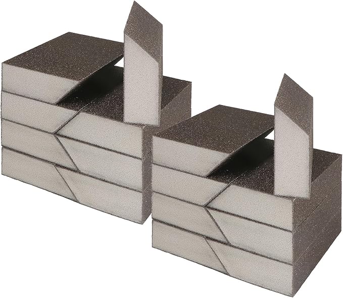 80 Grit Angled Sanding Blocks, Jamiikury Coarse Sponge Sand Block Washable and Reusable, Wet & Dry Sandpaper Block for Wood Metal Drywall and Furniture Paint - Pack of 16