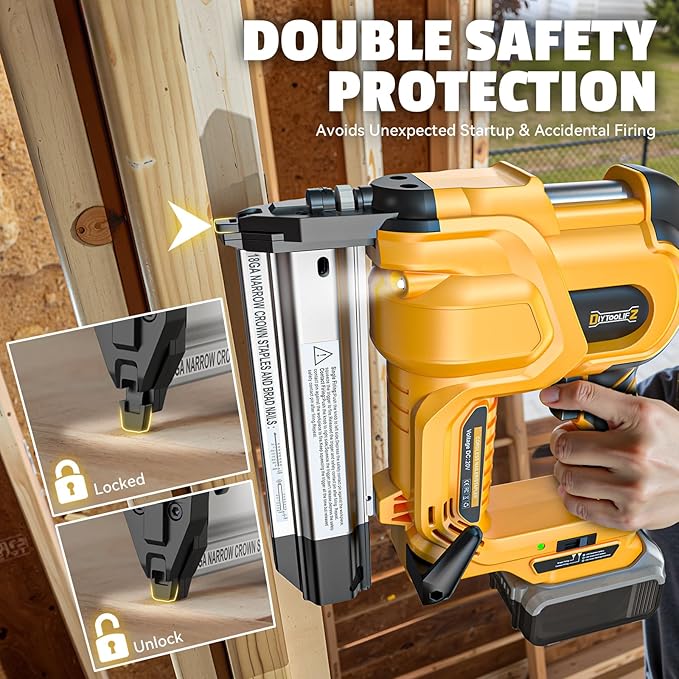 18GA Cordless 2" Brad Nailer Compatible with DeWalt 20V (Tool Only), 2-in-1 Nail & Staple Gun, Tool-Free Jam, Adjustable Depth, 2 Modes with 400 Nails/Staples for Woodworking,Trim,Carpentry