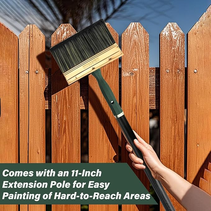 7 Inch Paint Brush, Quick Deck Brush with Threaded Handle for Extension Use, Paint Brushes for Walls, Stain Brushes for Wood, Fence and Furniture