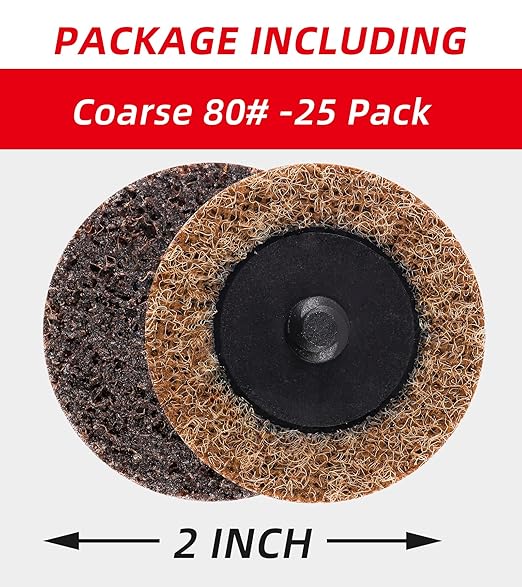 Abrasives 2" Nylon Surface Conditioning Quick Change Sanding Discs with R-Type Backing Coarse 80 Grit - 25 Pack