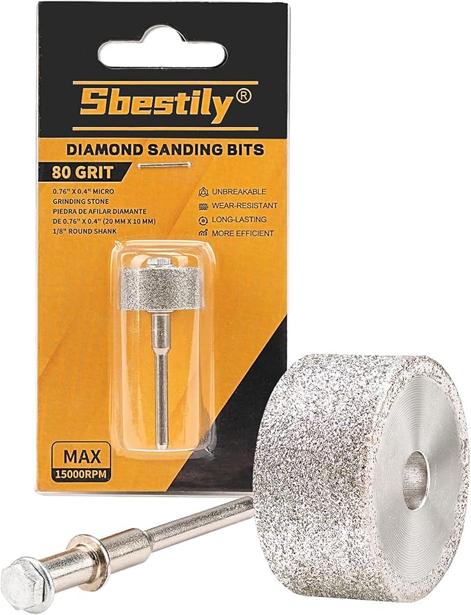 Sanding Bits for Dremel Rotary Tool竊똆rinding Stone Diamond Sanding Drill Bits with 1/8" Shank - Tough Enough to Metal Rust Removal/Smoothing/Sharpening - 80 Grit 1 Pack