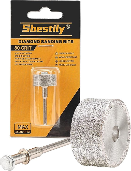 Sanding Bits for Dremel Rotary Tool竊똆rinding Stone Diamond Sanding Drill Bits with 1/8" Shank - Tough Enough to Metal Rust Removal/Smoothing/Sharpening - 80 Grit 1 Pack