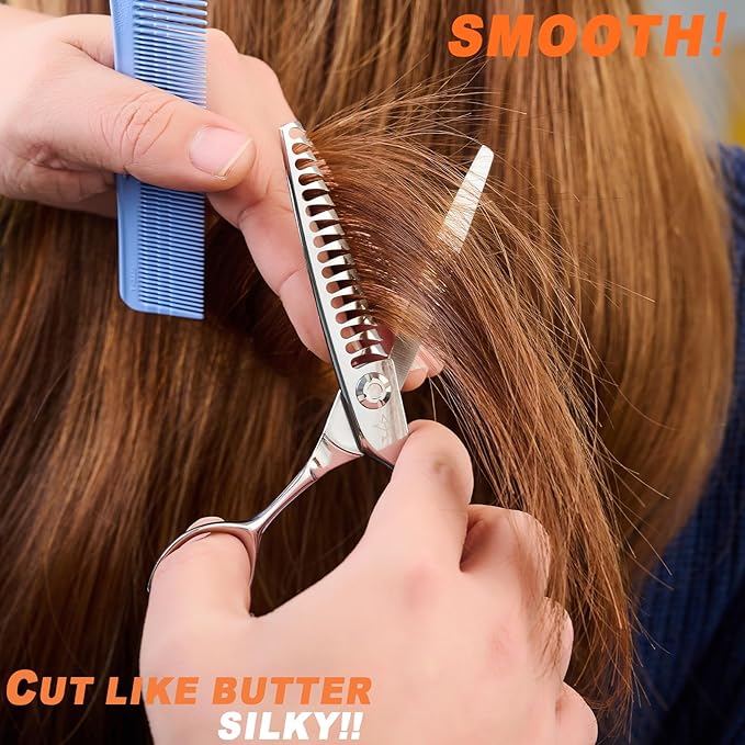 High-end Professional Hair Cut Thinning Scissors Hair Cutting Teeth Shears Barber Hairdressing Texturizing Scissor Extremely Very Sharp 6 Inch Stainless Steel Alloy For Men Women Salon& Home