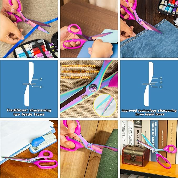 DIGNITY Left Handed Scissors Adults,Titanium Coating Forged Stainless Steel,Comfort Grip Shears,Super-sharp, for Office Home General Use Professional Crafting, 9.3 Inch
