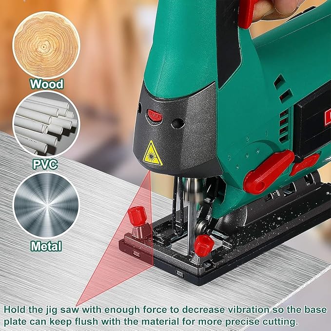 HYCHIKA 6.7A JigSaw, Reciprocating Saw, 6.2A Mini Circular Saw with 3 Blades, 3-Tool Power Tool Set Combo Kit