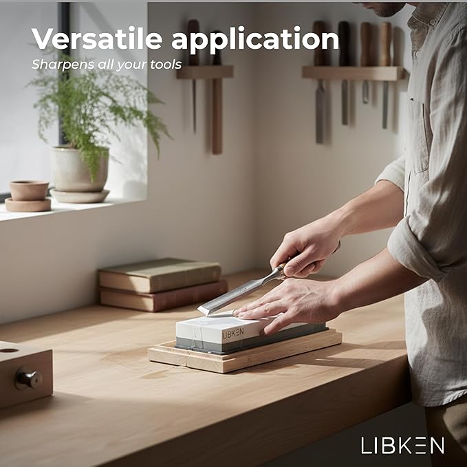 Whetstone Knife Sharpening Stone Kit 1000/6000 Grit with Wooden Box ??Wet Stone Sharpener Set for Kitchen Knives, BBQ, Hunting, Pocket, Scissor, Blade, Razor ??Angle Guide & Flattening Stone